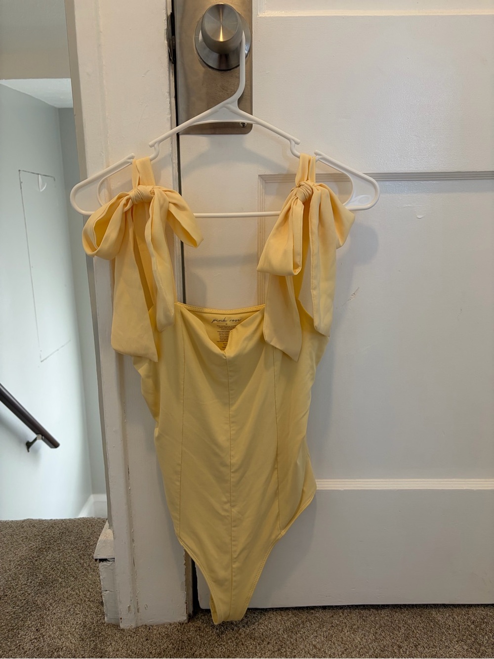 Yellow Tie-Shoulder Women's Bodysuit